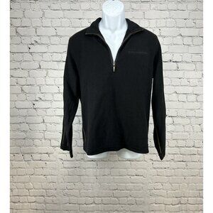 Cooper Jones Permit Black Long Sleeve 1/4 Zip Cotton Blend Knit Sweater S